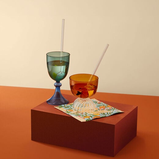 Blue goblet glass by Ichendorf Milano