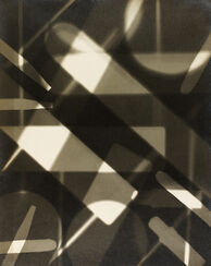 Abstract composition, bands, circles, rectangles