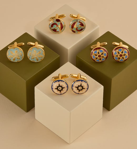 Father's Day gifts A showcase of enamelled cufflinks inspired by decorative artist Owen Jones